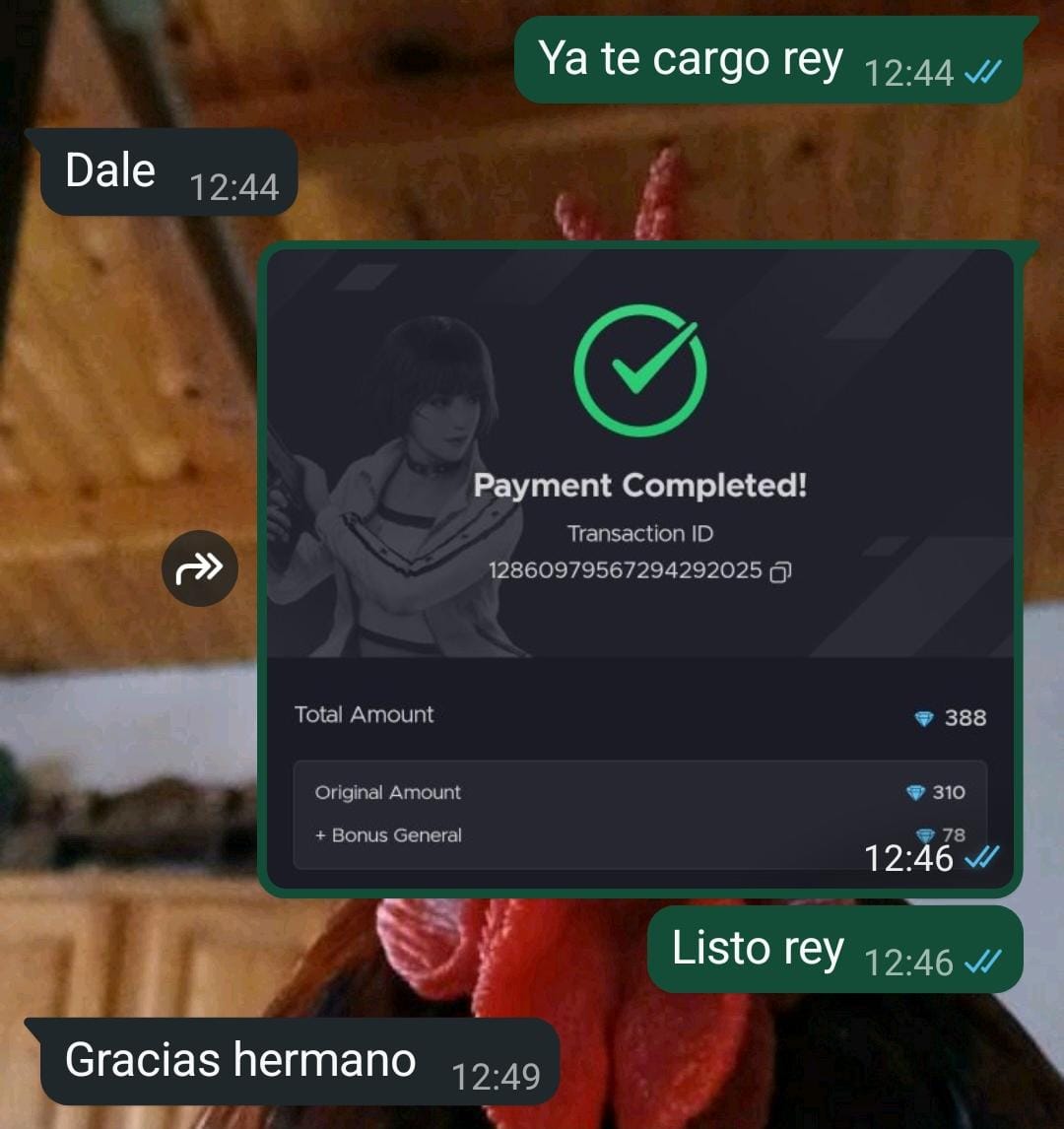 Captura de compra de 341 diamantes